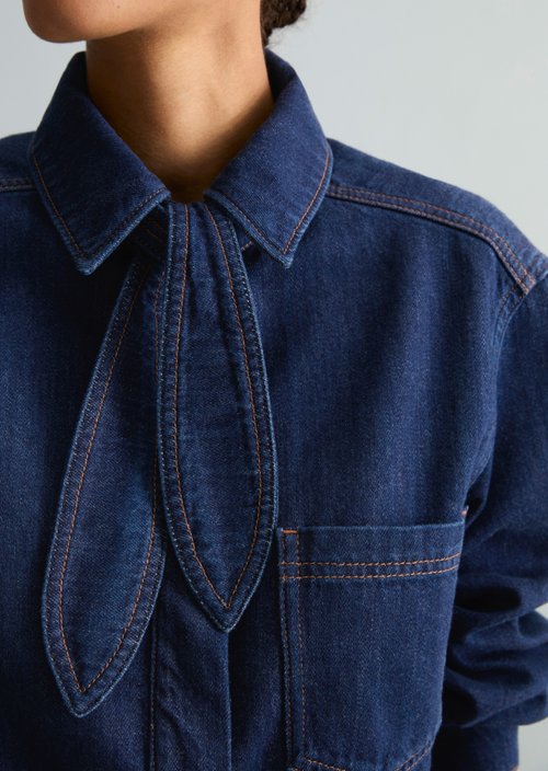 Cropped denim blouse — Dark Blue
