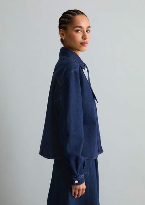 Cropped denim blouse — Dark Blue