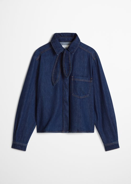 Cropped denim blouse — Dark Blue