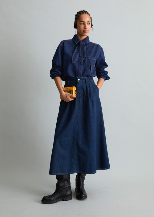 Cropped denim blouse — Dark Blue