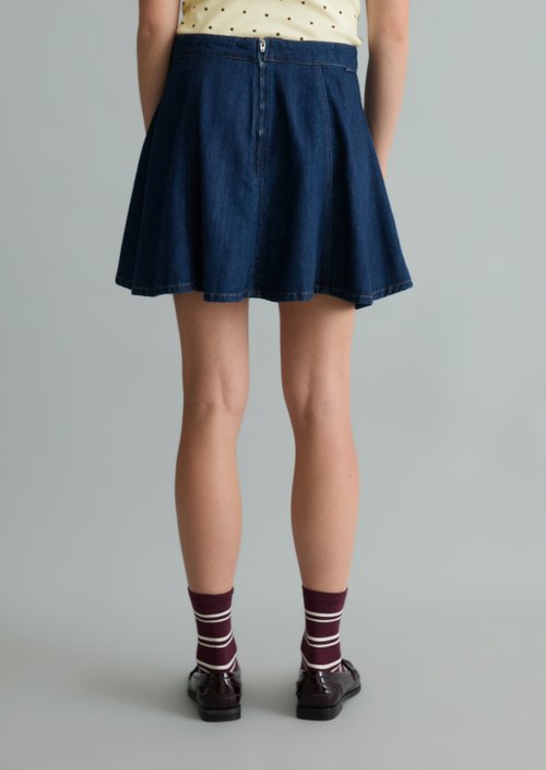 Flared mini denim circle skirt — Dark Blue