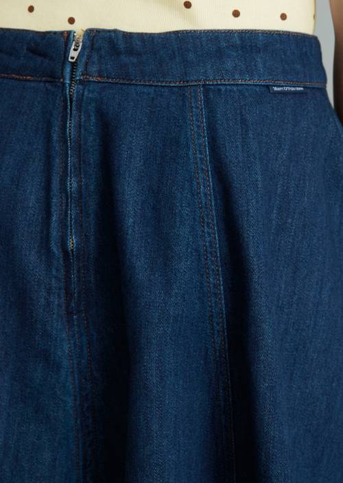 Flared mini denim circle skirt Dark Blue in detail view