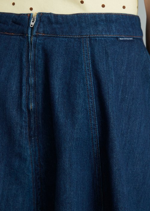 Flared mini denim circle skirt — Dark Blue
