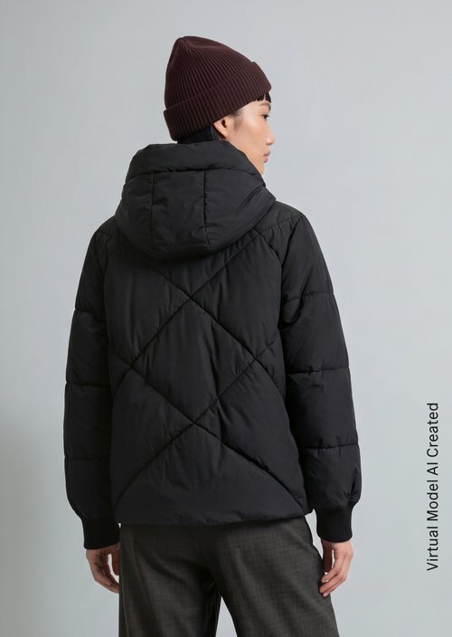 Relaxed-Fit Hooded Quilted Jacket — Black (alternate view)