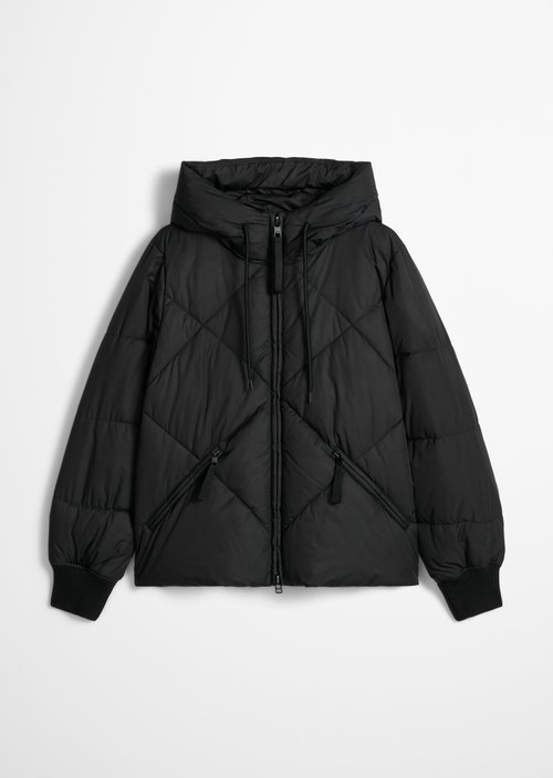 Relaxed-Fit Hooded Quilted Jacket — Black