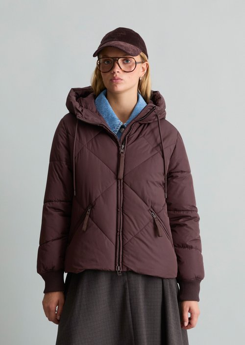 Relaxed-Fit Hooded Quilted Jacket — Espresso Brown