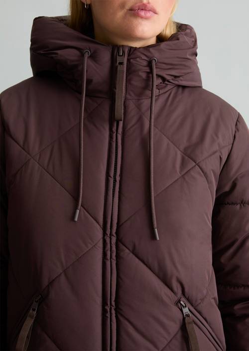 Kapuzen-Steppjacke relaxed Espresso Brown in Detailansicht