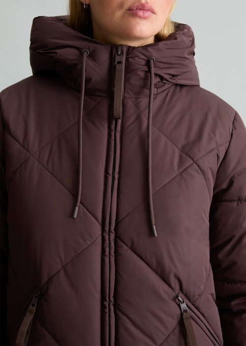 Relaxed-Fit Hooded Quilted Jacket — Espresso Brown