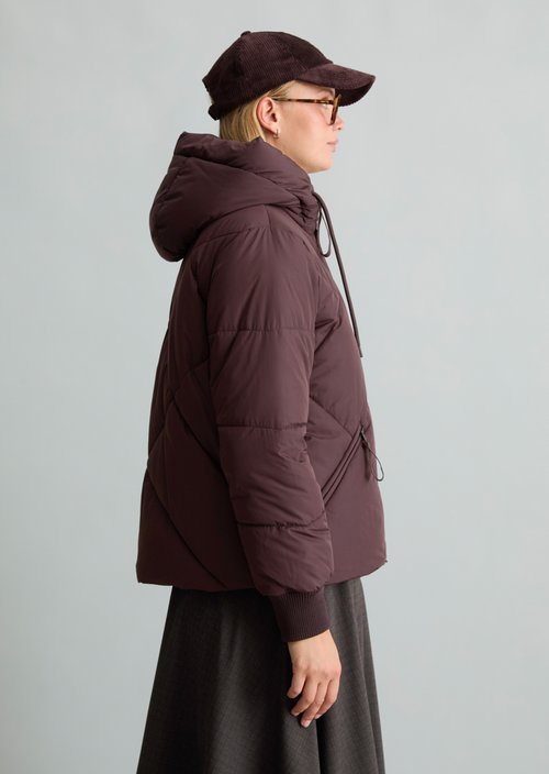 Relaxed-Fit Hooded Quilted Jacket — Espresso Brown