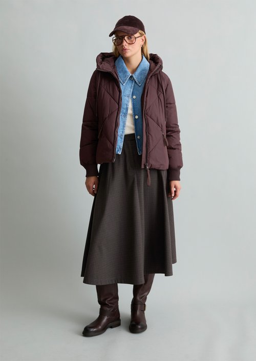 Relaxed-Fit Hooded Quilted Jacket — Espresso Brown