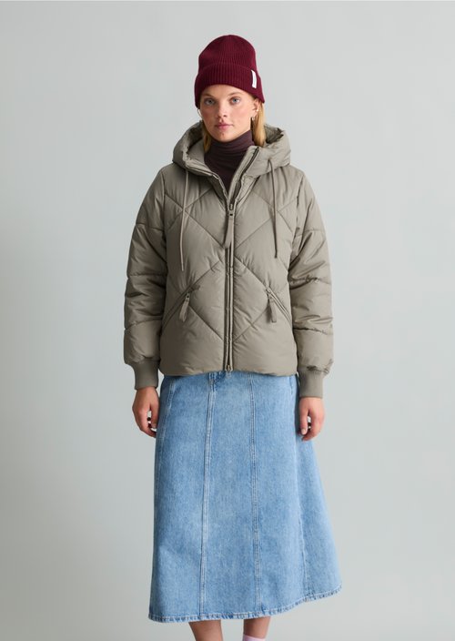 Relaxed-Fit Hooded Quilted Jacket — Dolphin