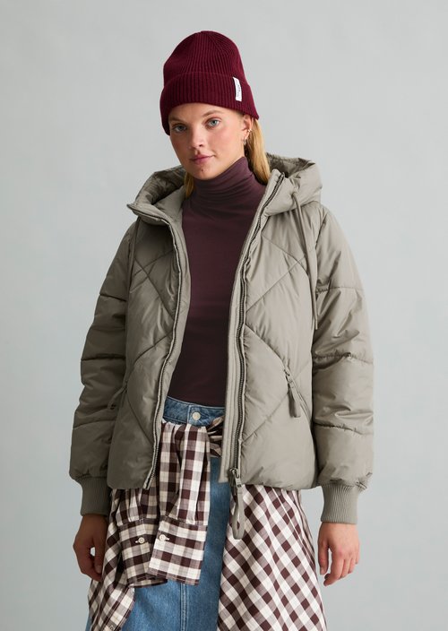 Relaxed-Fit Hooded Quilted Jacket — Dolphin