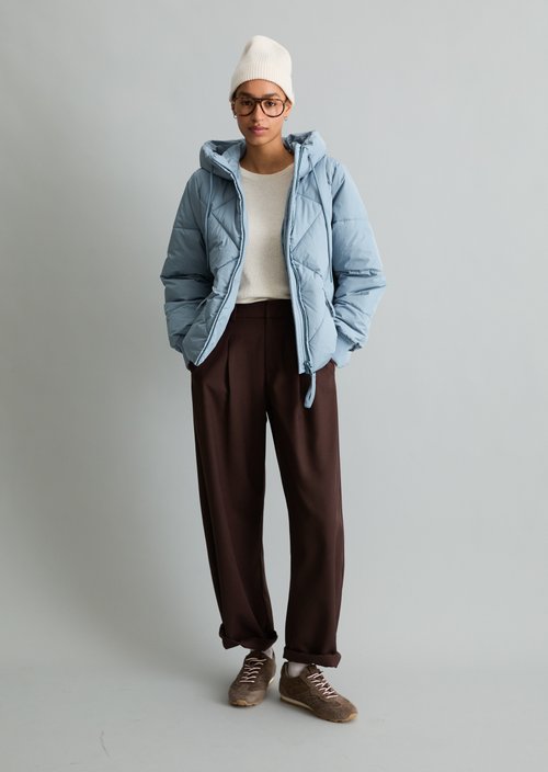 Relaxed-Fit Hooded Quilted Jacket — Fall Sky