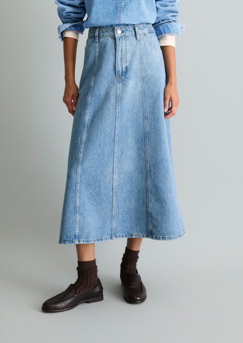 Flared denim skirt — Medium Blue