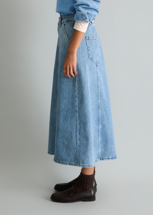 Flared denim skirt — Medium Blue