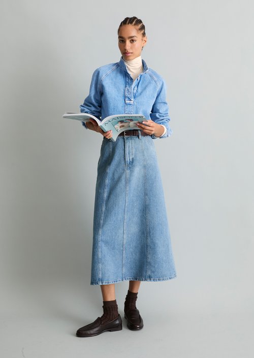 Flared denim skirt — Medium Blue