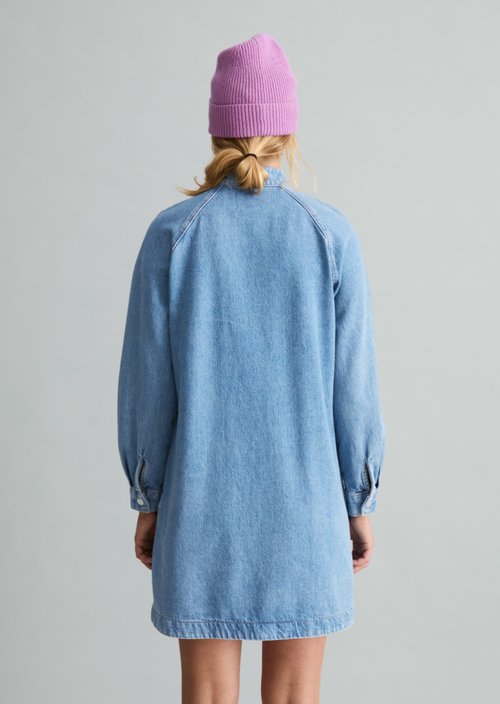 A-Line Denim Dress — Medium Blue