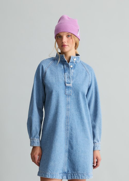 A-Line Denim Dress — Medium Blue