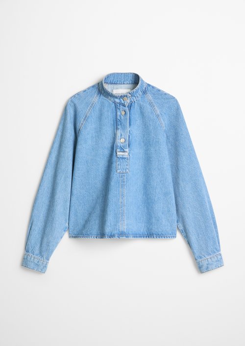 Regular-Fit Denim Blouse — Medium Blue