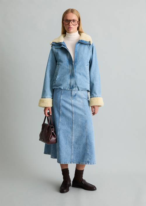 Relaxed-fit denim jacket Medium Blue in front view