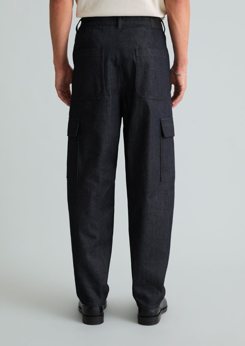 Cargo Jeans, Isak Style, Wide Tapered Cropped — Dark Blue