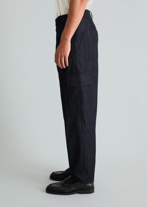 Cargo Jeans, Isak Style, Wide Tapered Cropped — Dark Blue