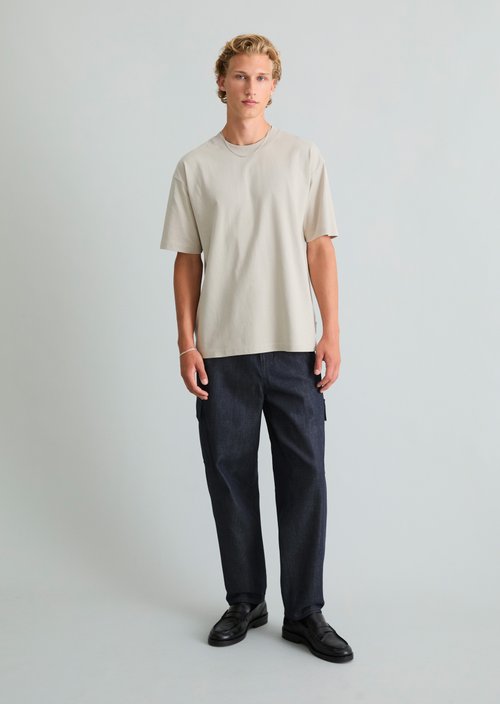 Cargo Jeans, Isak Style, Wide Tapered Cropped — Dark Blue