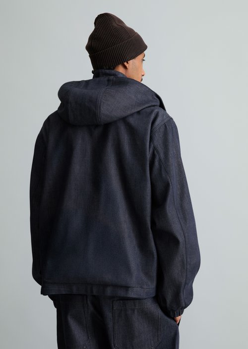 Regular-Fit Hooded Denim Jacket — Dark Blue (alternate view)