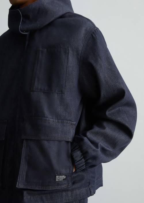 Kapuzen-Jeansjacke regular Dark Blue in Detailansicht