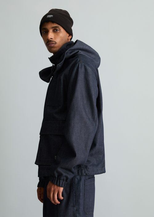 Regular-Fit Hooded Denim Jacket — Dark Blue