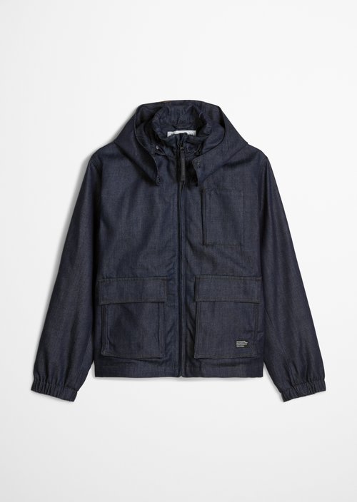 Regular-Fit Hooded Denim Jacket — Dark Blue