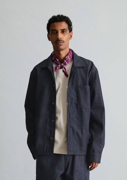 Regular-Fit Denim Overshirt — Dark Blue