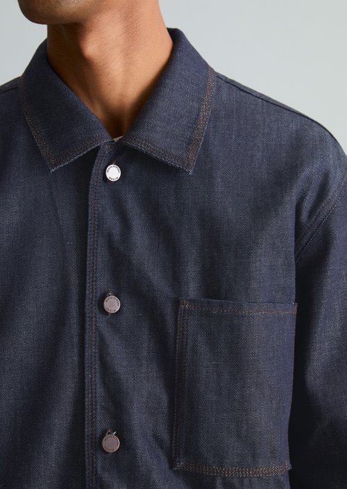 Regular-Fit Denim Overshirt — Dark Blue