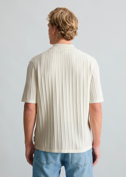 DfC short sleeve cardigan in regular polo style — Creamy White