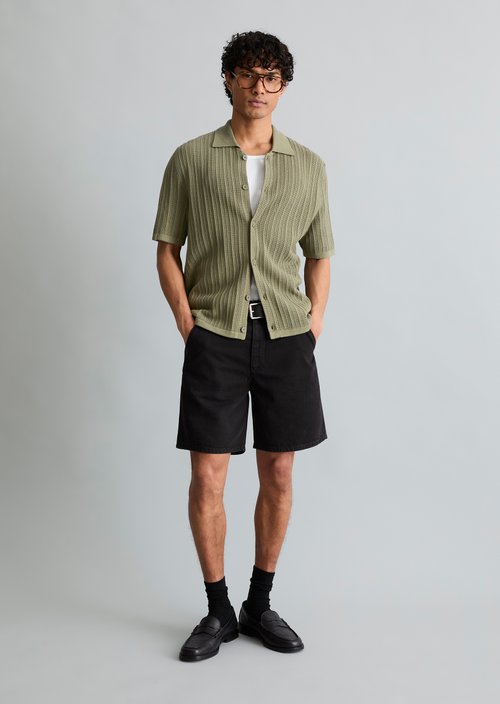 DfC short sleeve cardigan in regular polo style — Chalky Sage