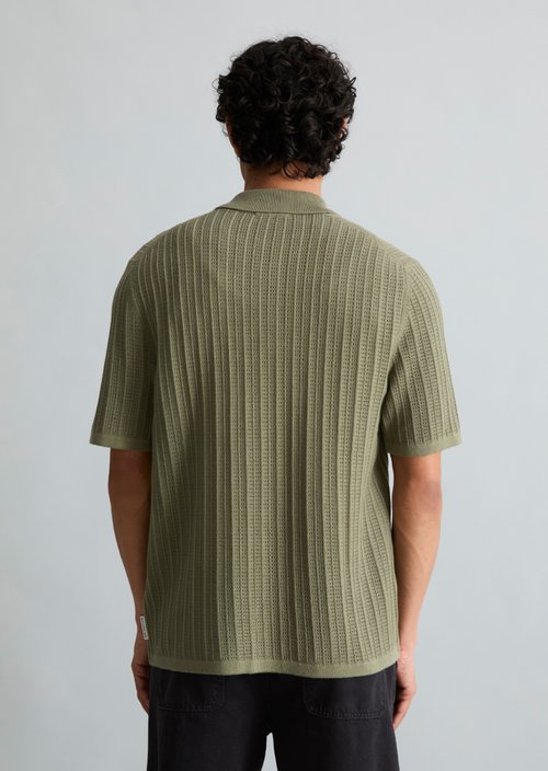 DfC short sleeve cardigan in regular polo style — Chalky Sage