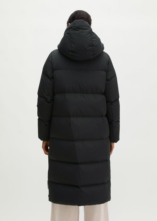 Regular-Fit Quilted Down Hooded Coat — Black