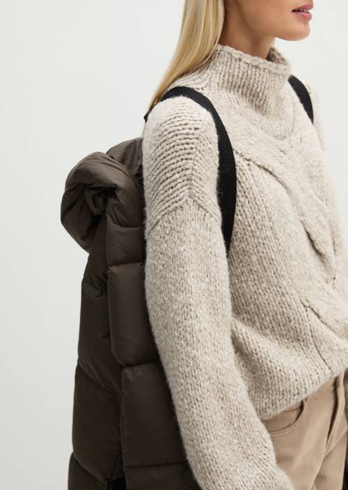 Regular-Fit Quilted Down Hooded Coat Burnt Coffee in detail view