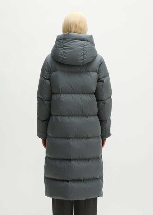 Regular-Fit Quilted Down Hooded Coat — Light Graphite