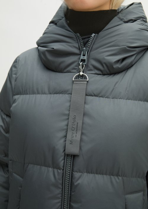 Regular-Fit Quilted Down Hooded Coat — Light Graphite