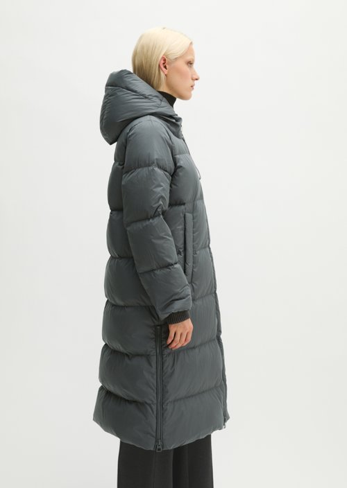 Regular-Fit Quilted Down Hooded Coat — Light Graphite