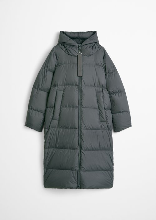 Regular-Fit Quilted Down Hooded Coat — Light Graphite