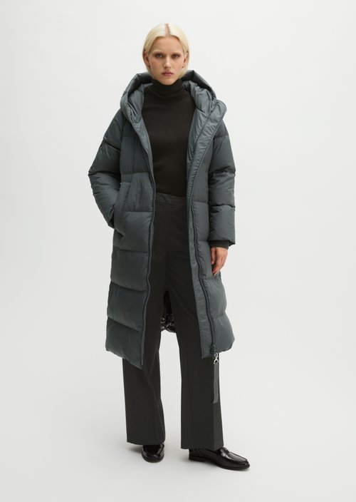 Regular-Fit Quilted Down Hooded Coat — Light Graphite