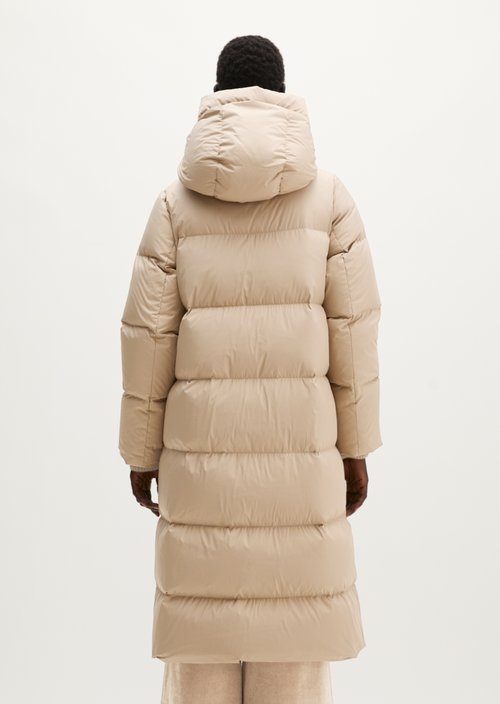Regular-Fit Quilted Down Hooded Coat — Earthy Taupe
