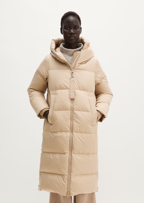 Regular-Fit Quilted Down Hooded Coat — Earthy Taupe