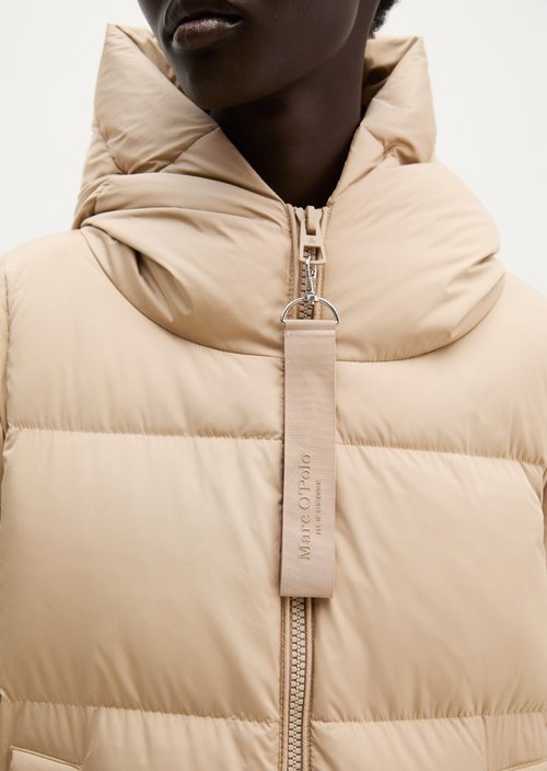 Regular-Fit Quilted Down Hooded Coat — Earthy Taupe