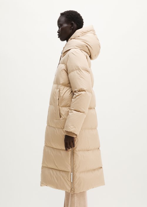 Regular-Fit Quilted Down Hooded Coat — Earthy Taupe