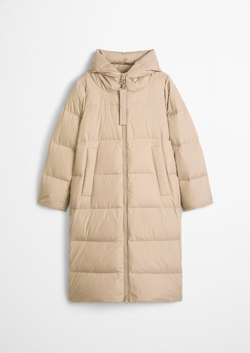 Regular-Fit Quilted Down Hooded Coat — Earthy Taupe