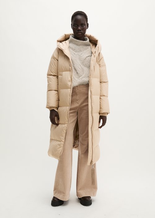 Regular-Fit Quilted Down Hooded Coat — Earthy Taupe