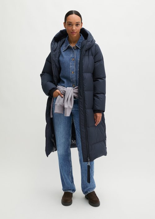 Regular-Fit Quilted Down Hooded Coat — Maritime Blue